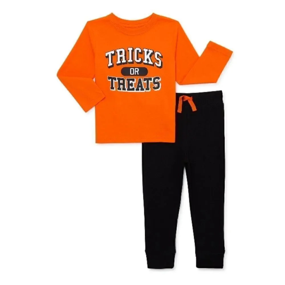Girl Boy Halloween Long Sleeve T-shirt & Jogger & Disney Pajama Set Size 12mo